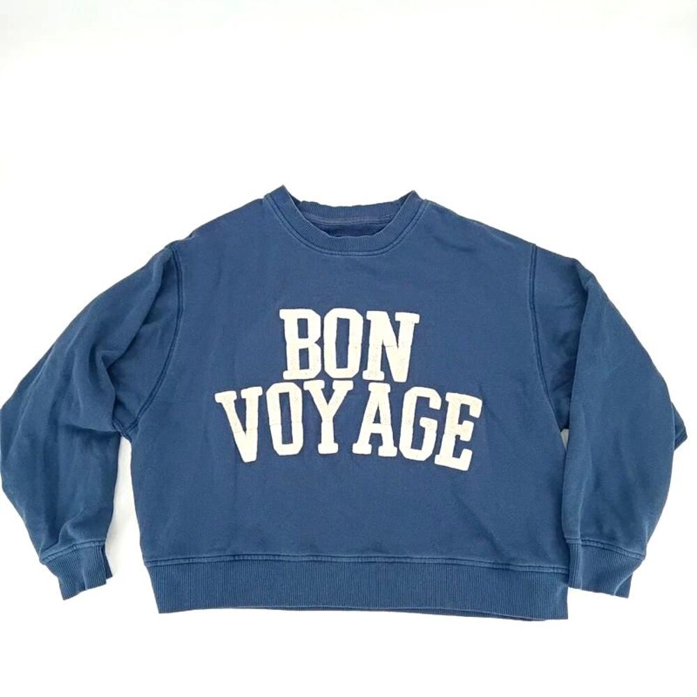 Cozy Aerie crewneck sweatshirt dark blue -  Bon Voyage textured print - XL